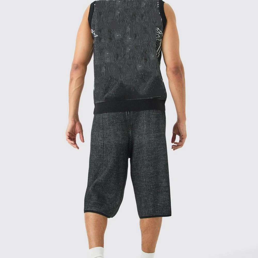 Custom OEM & ODM men knitted pants print sweater short mens cotton ribbed knit sweater pants