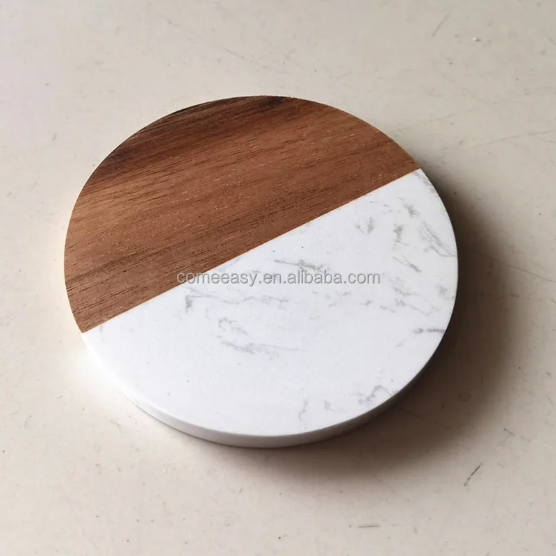 10CM acacia wood square coasters & White Marble Coasters wooden coasters for drinks