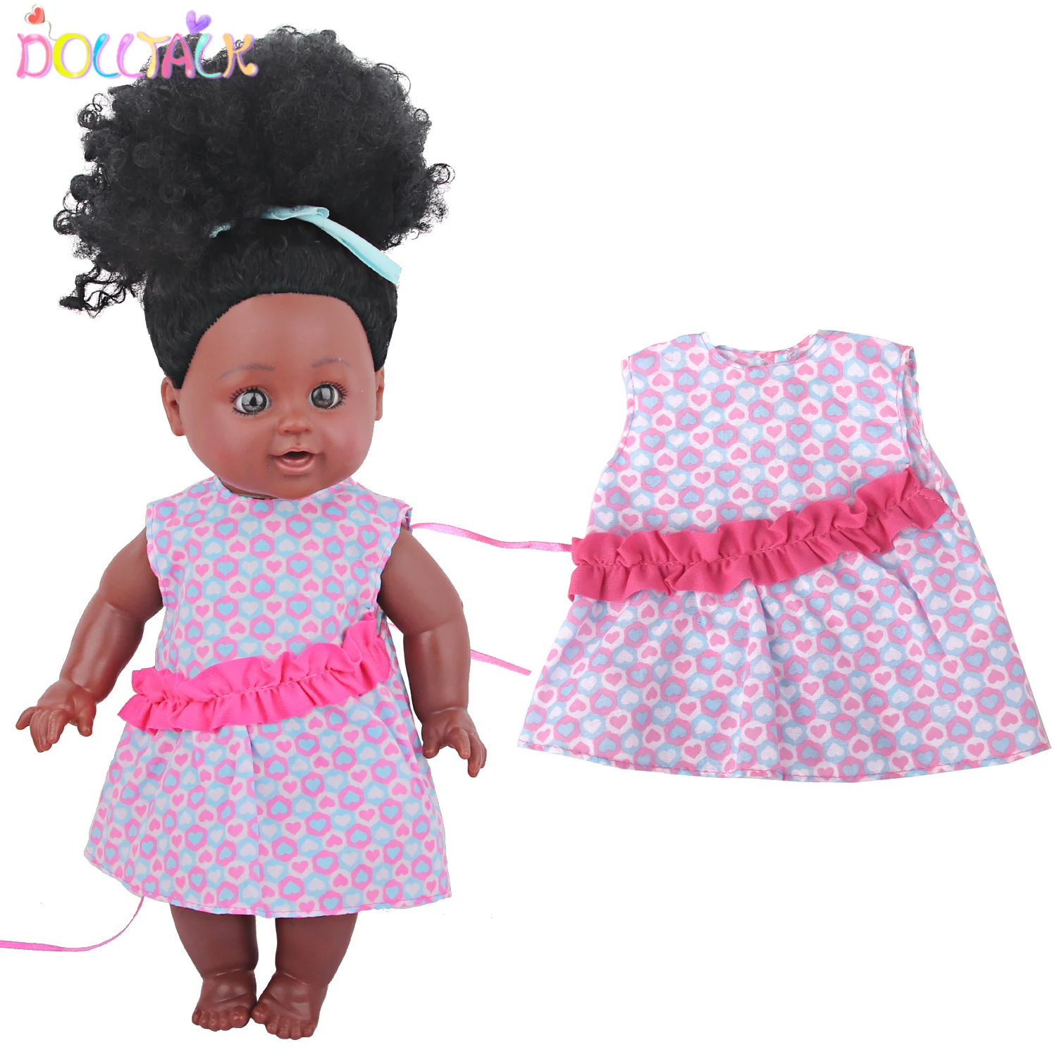 Stock Dolltalk Newest Coming 12 inch Black African Doll Dress
