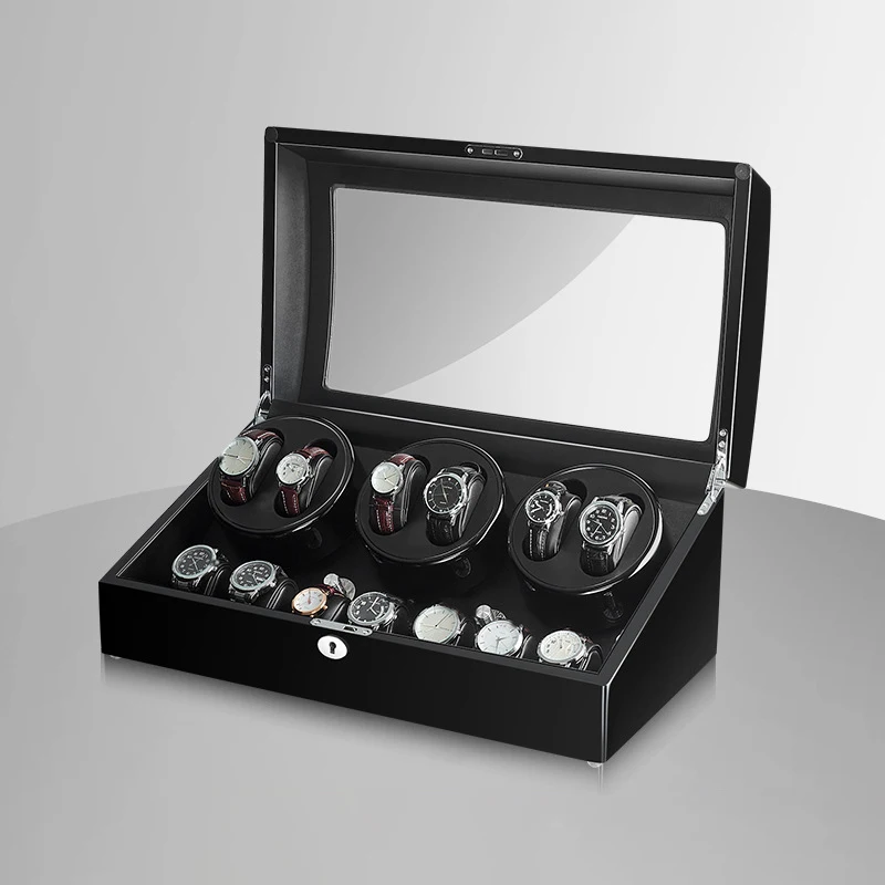Custom Luxury Premium 13 Slots Watch Winder Box for Automatic Watches with Lock Led 5 Rotation Modes Wood Watch Winder