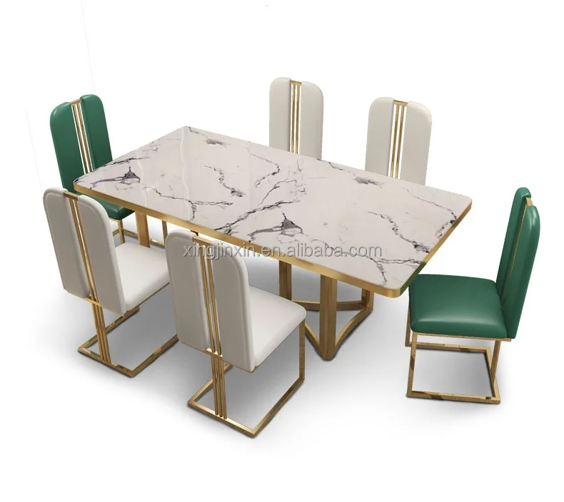new household marble rectangular dining table meja makan dining table set