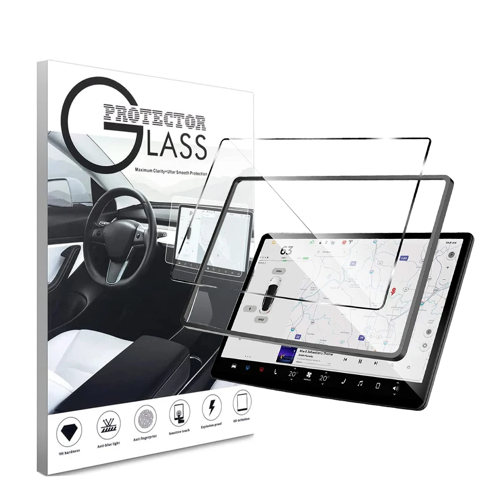 Car Navigation Screen Toughened Film Tempered Glass Screen Protector for Tesla Model 3 Y X S 2023 NEW Version