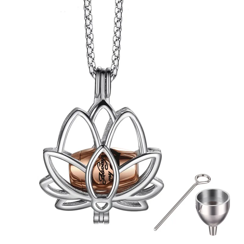 Cremation Jewelry for Ashes Mini Keepsake Urn Memorial Ash Necklace Lotus Flower Ashes cremation urn pendant