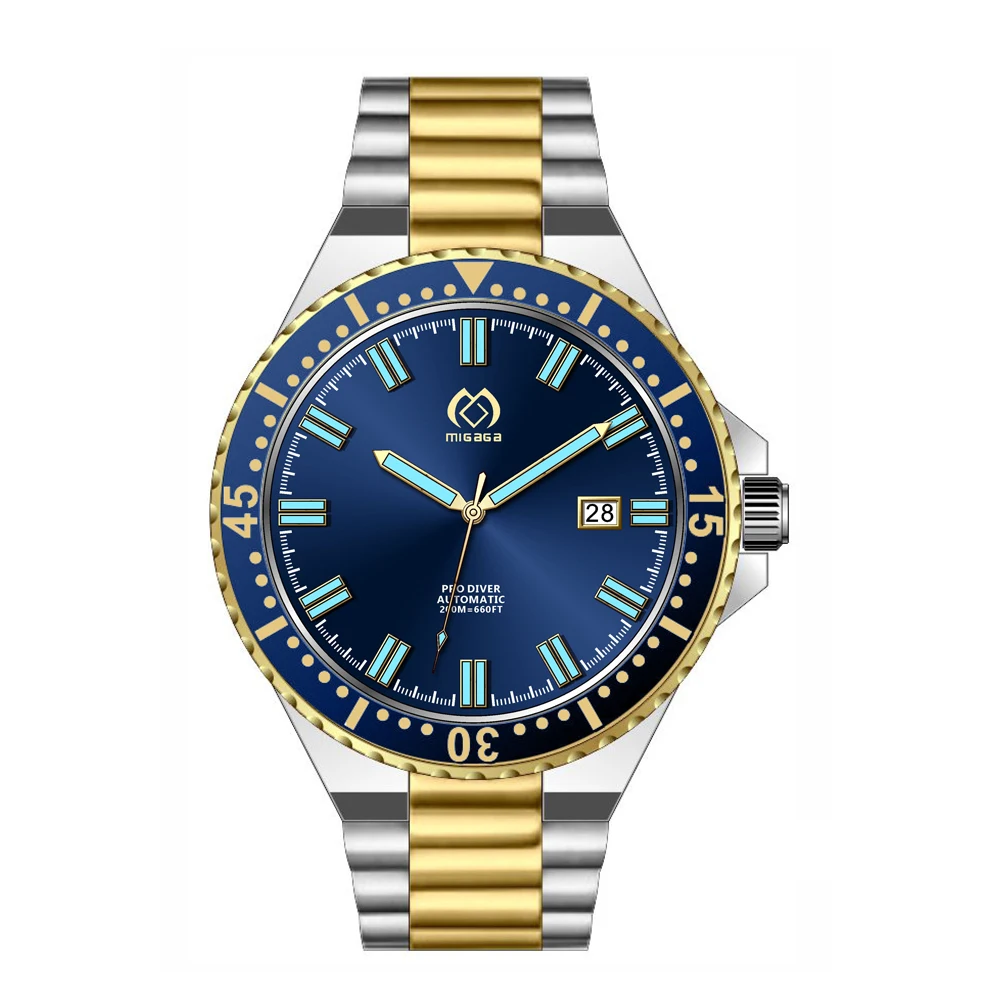 high quality watch automatic men luxury watches luminous hands clock 200M W.R. PRO Diving watch