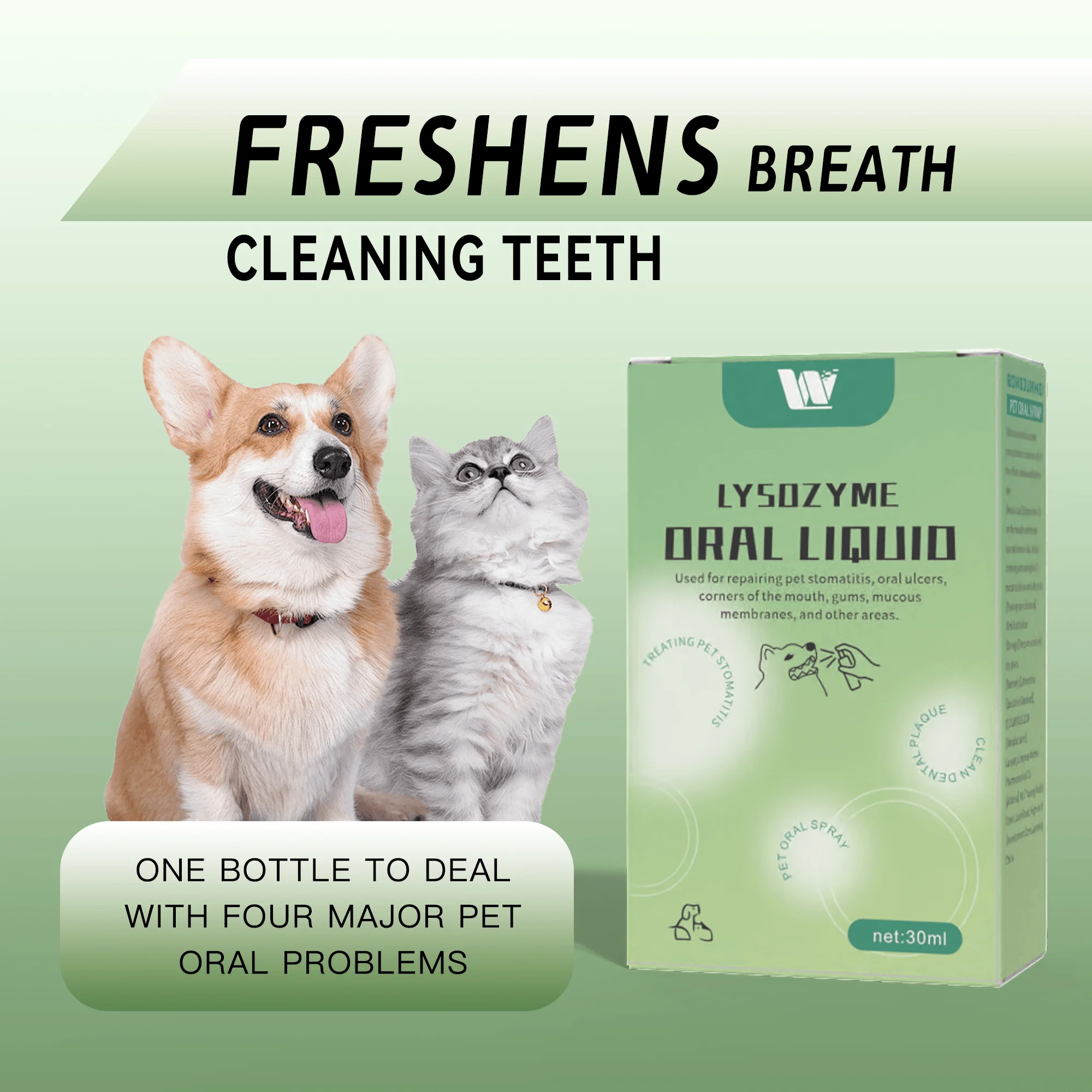 Odor Eliminator Containing Lysozyme 100ml Pet Mouth Spray to Remove Bad Breath Gum Freshener Dog Mouth Cleaner Spray