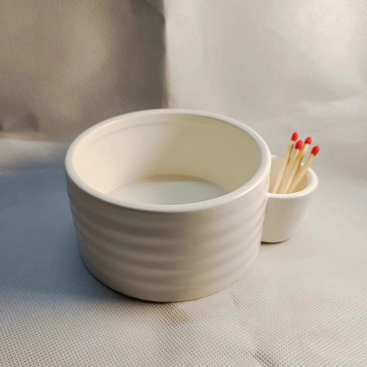 ceramic candle containers with side match holders