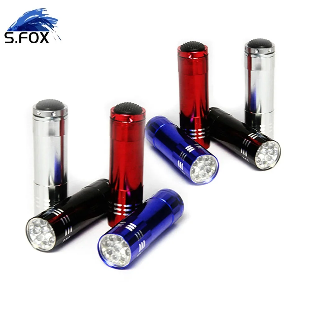 Promotional Multi-color LED High Power Flashlight 9leds Mini Light Torch for Gift