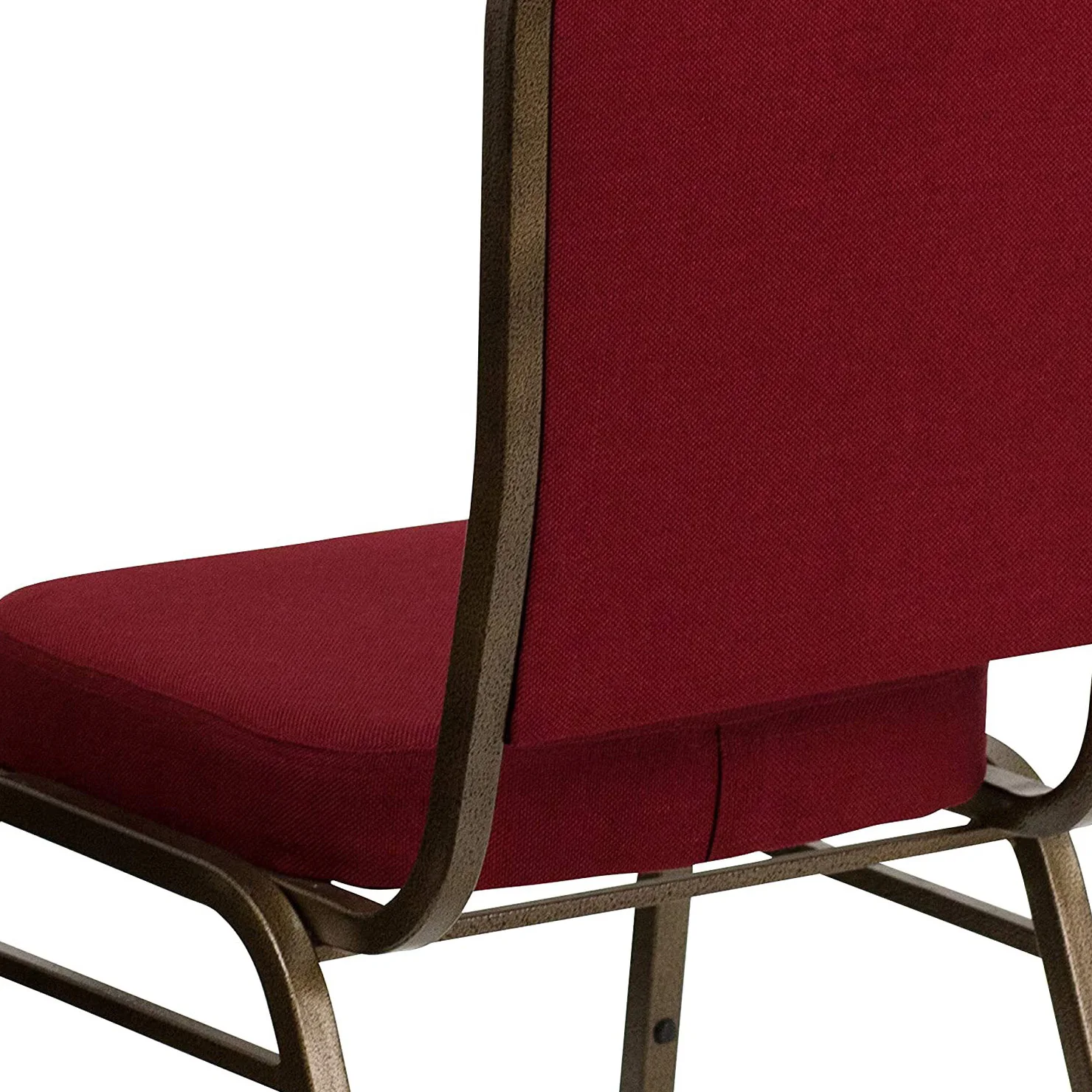 Hot Sale Upholestered Back and Seat Event Church Chairs Blue Fabric and Metal Frame Hotel Banquet Chair