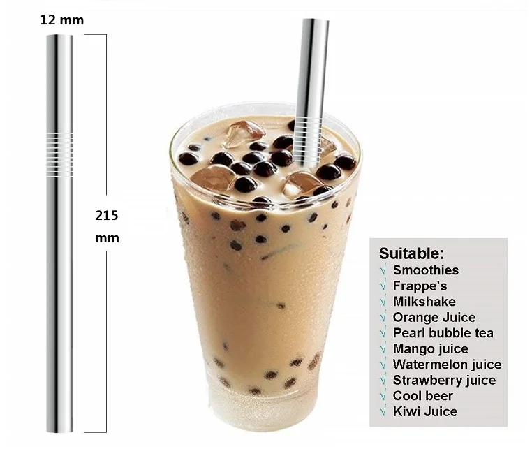 Metal Boba Straw 3 pcs Stainless Steel Drinking Straw set