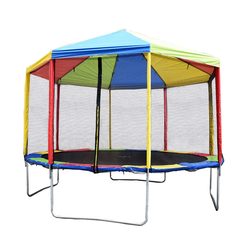 Funjump 10FT 12FT 14FT 16FT round outdoor garden trampoline with roof