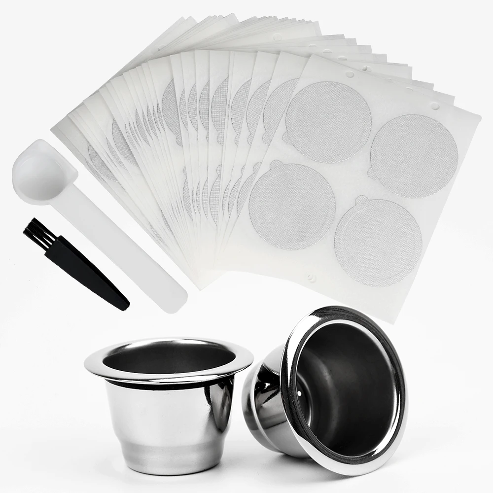 Многоразовые капсулы Nespresso с крышками из фольги 100-многоразовые кофейные подставки нержавеющей стали для