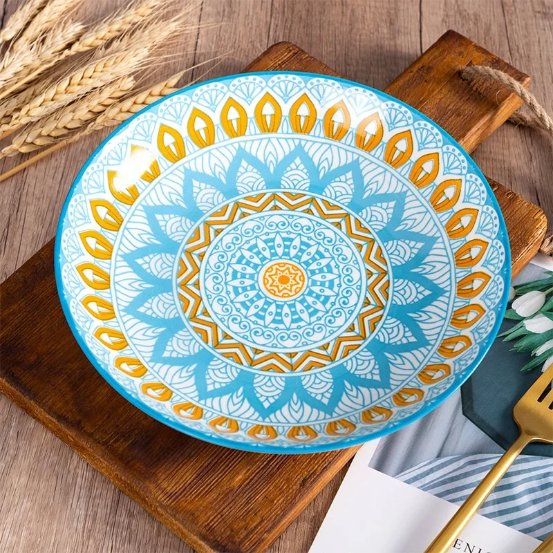 Bohemian Style Wholesale Ceramic Baking Dishes Plate With Handle Ready To Ship