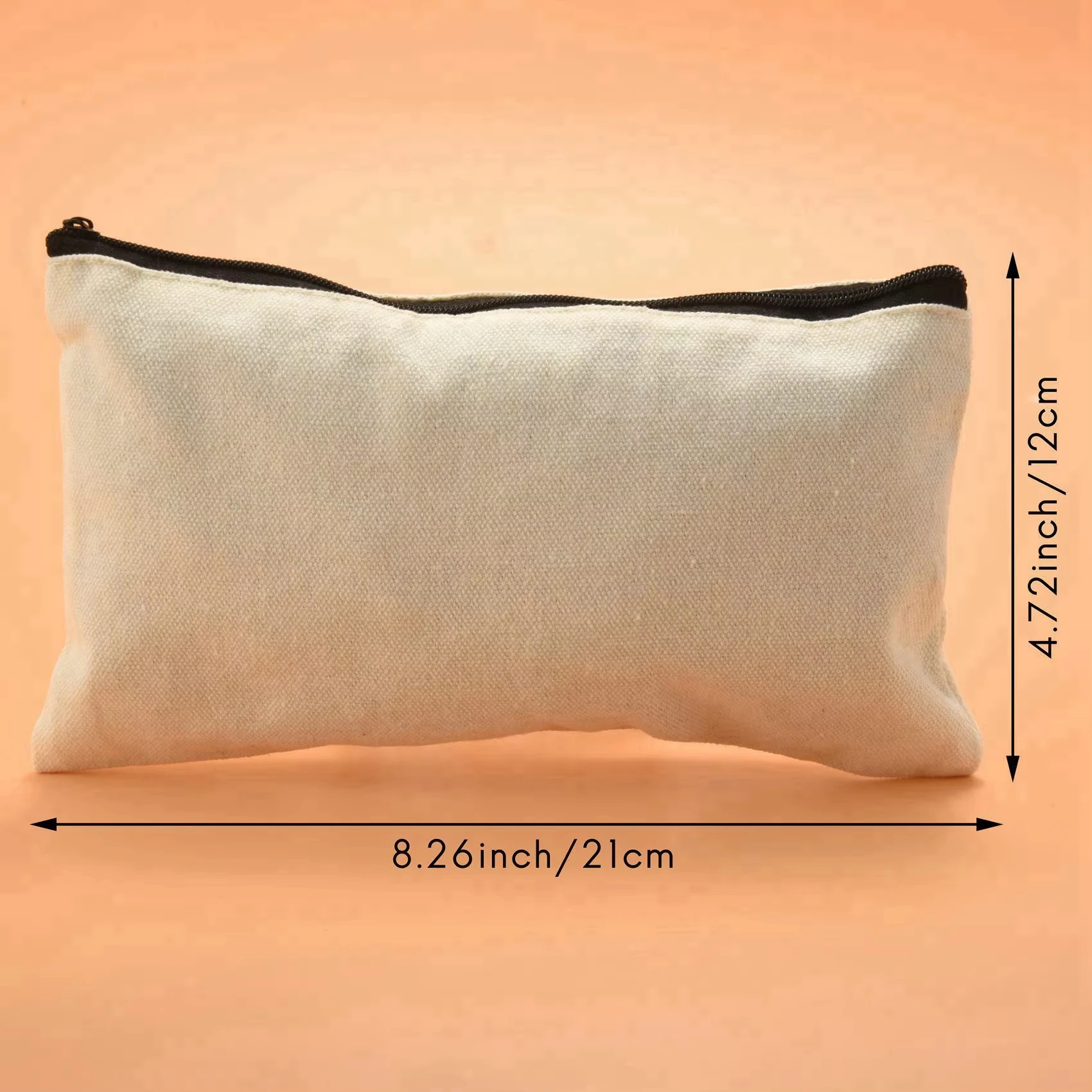 Custom Printed Logo Hot Selling Recycled Blank Craft Canvas Pencil Case Blank Makeup Eco Cotton Canvas Zipper Pouch Canvas Bag