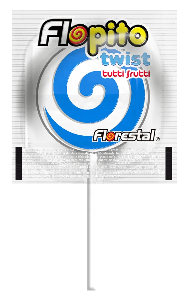 81666 - Flopito Twist White and Blue Tutti Frutti Tongue Tattoo Pops 18g 20x25un