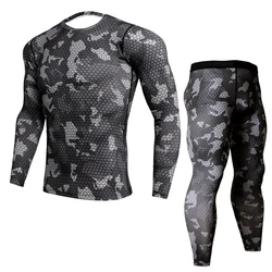 Hot Sale Men Women Long Sleeve Shirts And Leggings Set Custom Logo Compression Gym Fitness Rash Guard
