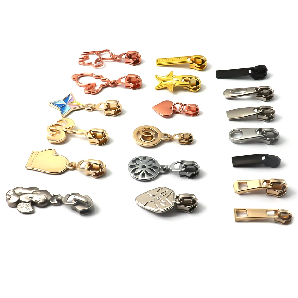 Custom Zinc Alloy Brand Logo Popular Free Design Customized Cheap Plating metal zipper puller slider