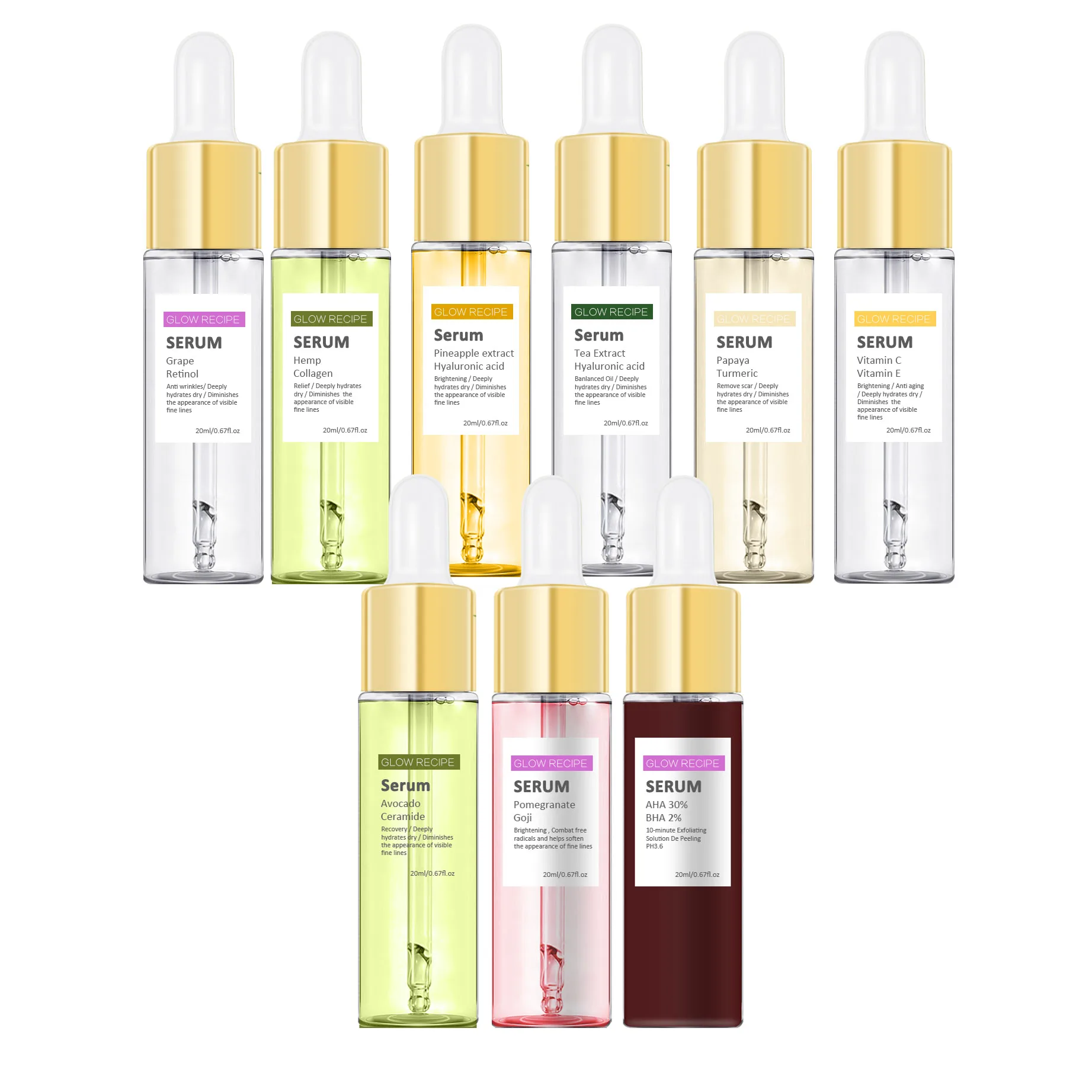 Wholesale OEM private label Anti Aging Organic Hyaluronic Acid and Retinol Serum fruit Skin Care Vitamin C Serum for Face Serum