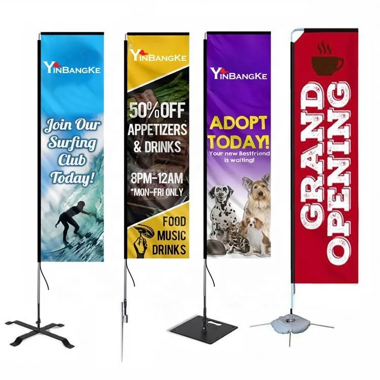 Factory Custom Promo Flags Exhibit Banners Flags Displays Rectangular Beach Flags With Waterproof Materials