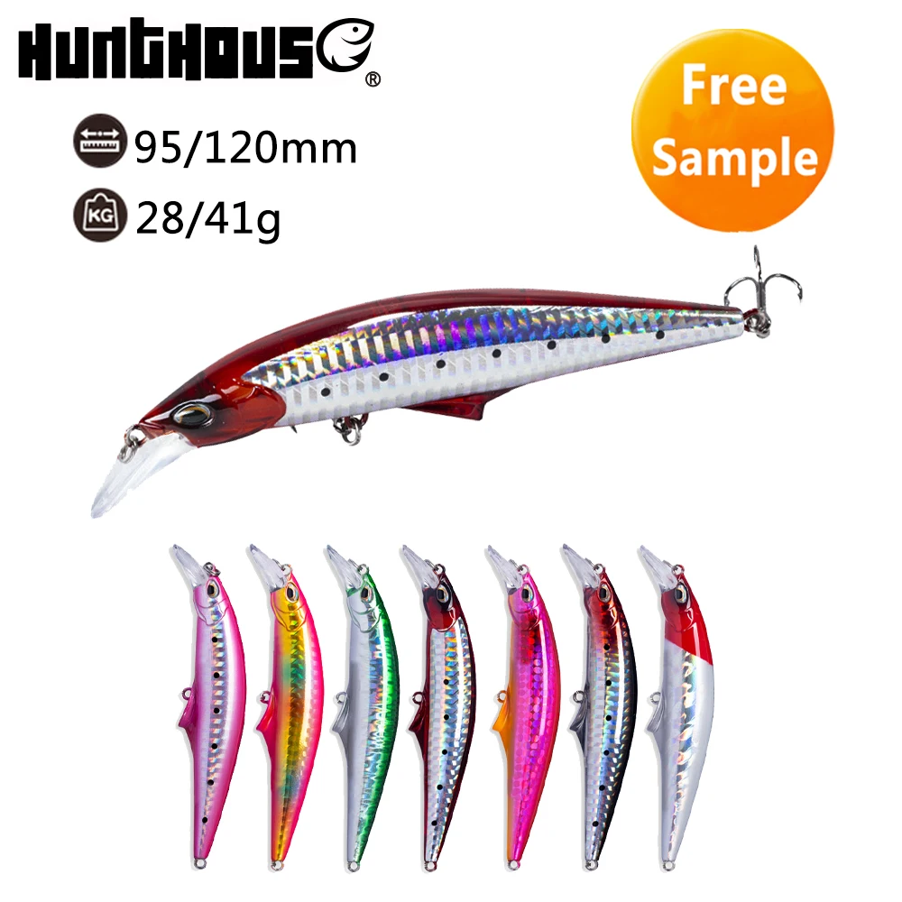 hunt house High quality ABS Plastic Fishing Lure Wobbler Hard Bait 90mm 120mm Sinking Minnow Lure for seabass  mackerel