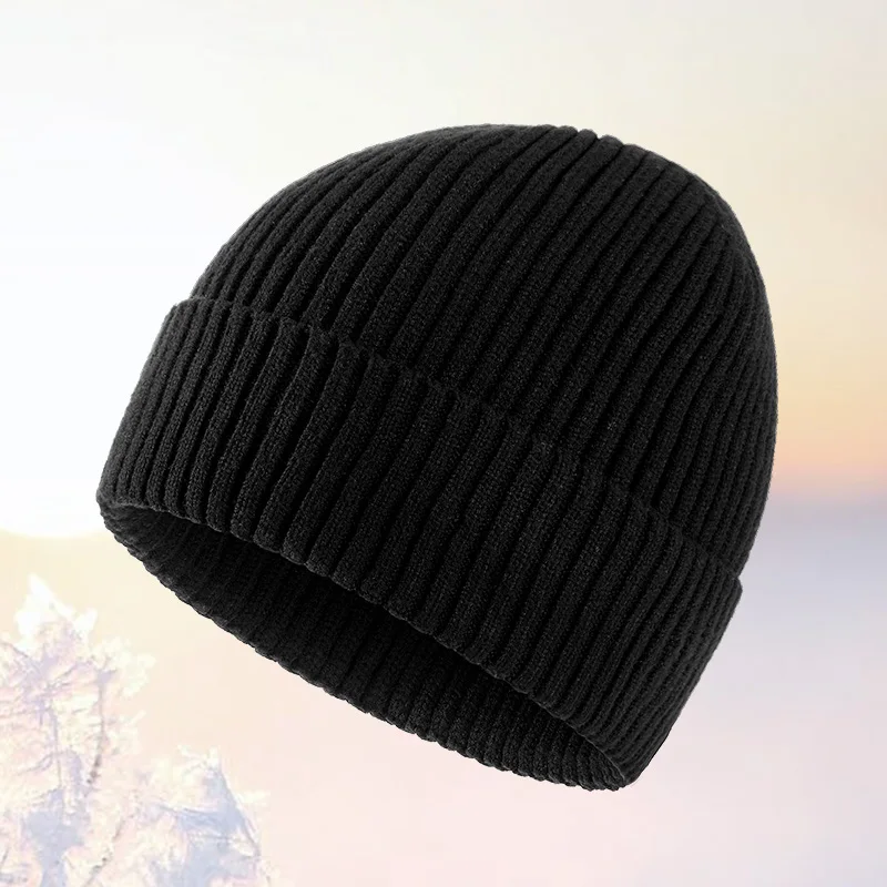 Custom Logo Fashion Casual Style Acrylic Plain Winter Warm Man Knitted Beanie Hats
