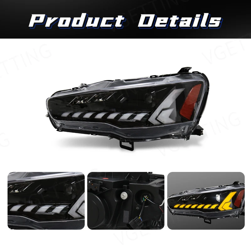 Led Front Bumper Headlight Devil Eye Turn Signal Daytime Running Lamp DRL for Mitsubishi Lancer EVO-X 2008 2009 2010 2011 - 2016