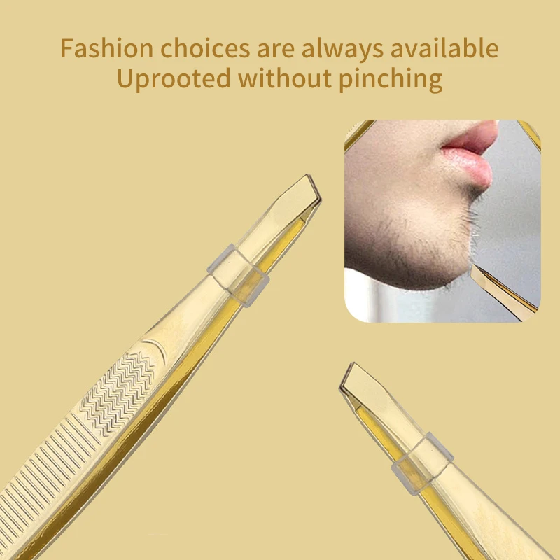 Wholesale Gold Flat/Slant/Pointed Eyebrow Tweezers Stainless Steel Facial Hair Remover Puller Eyebrow Hair Removal Clips