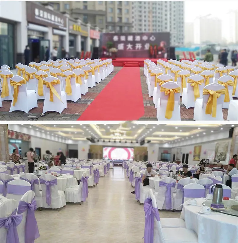 Elegant Satin Chair Cover Band Wedding Chair Back Sashes Strap Tie Ribbon Bow Knot For Banquet Party Christmas Event Decoration