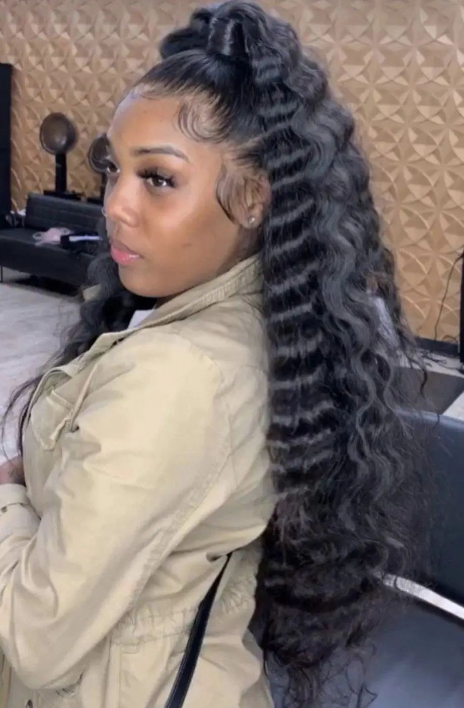  Wholesale Loose Deep Wave Natural Black Transparent Lace Wigs 100% 360 Human Hair Frontal For