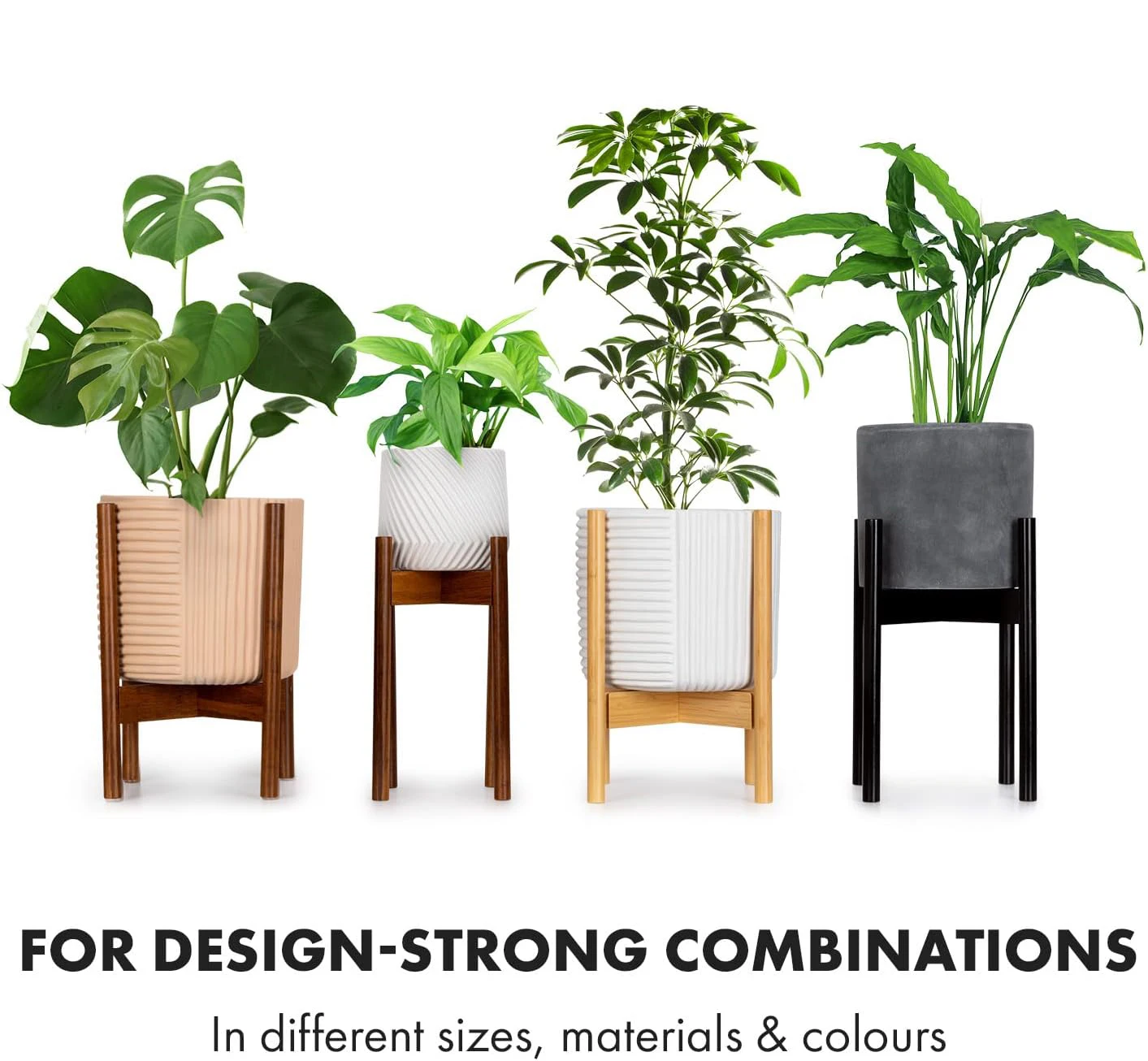 Plant Stand Adjustable M without Planter - Flower Stand Wood Made of Sustainable Bamboo - Plant Stand - Wooden Pla