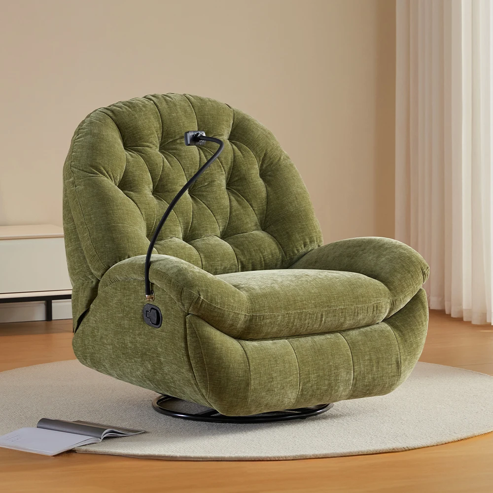 Sans Wholesale One Seat Rice White Velvet Relax Lazy Rocker Swivel Lounge Chair Recliner