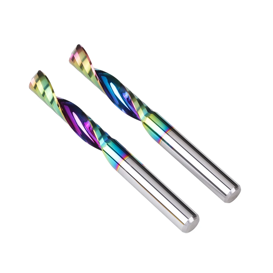 Douruy 3A 1 flute spiral bit end mill single flute milling cutter O flute with color coating