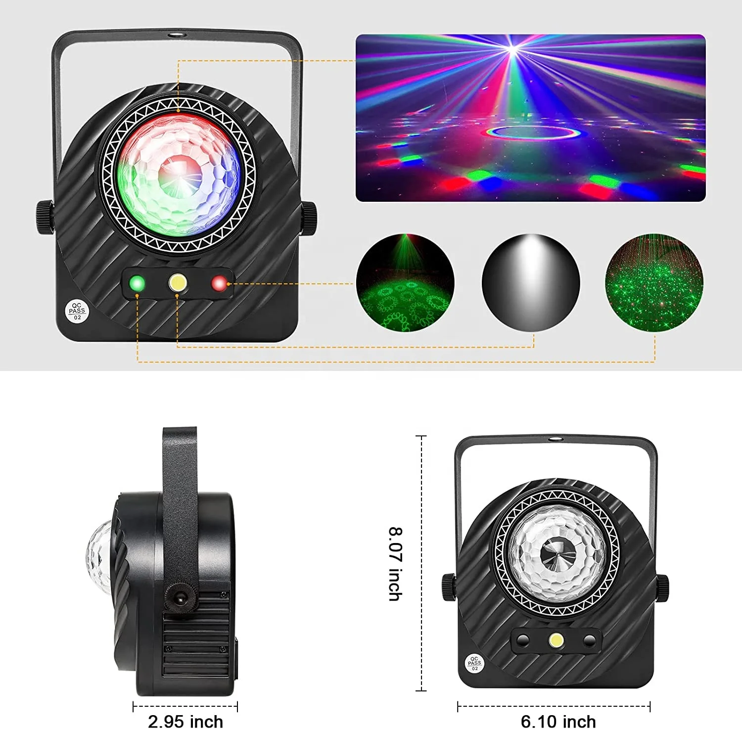 Baisun new  point shapes, patterns, water lines, auroras, circles RG  2 in 1 laser light with remote control stage bar light