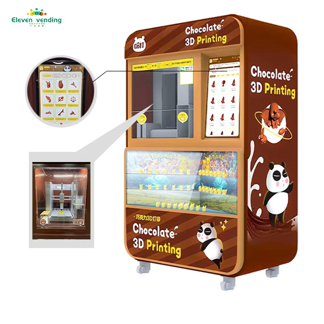 Eleven Vending Popular Animal Chocolate Printing Machine Accurate 3d Chocolate Printer For Tourist Attraction Busy Streets
