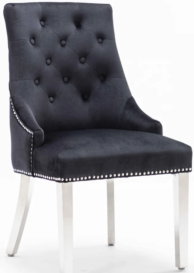 
Studs around UK market dining chair stainless steel legs with ring knocker on back 