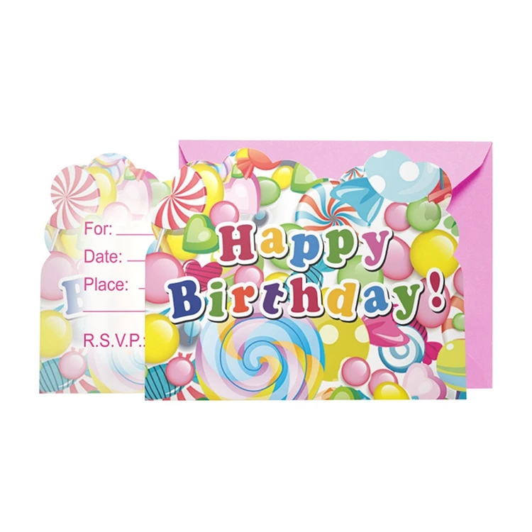 Lovely Candy Themed Party Tableware Plates Napkins Happy Birthday Kids Favors Cartoon Cups Baby Shower Party Supplies Decor