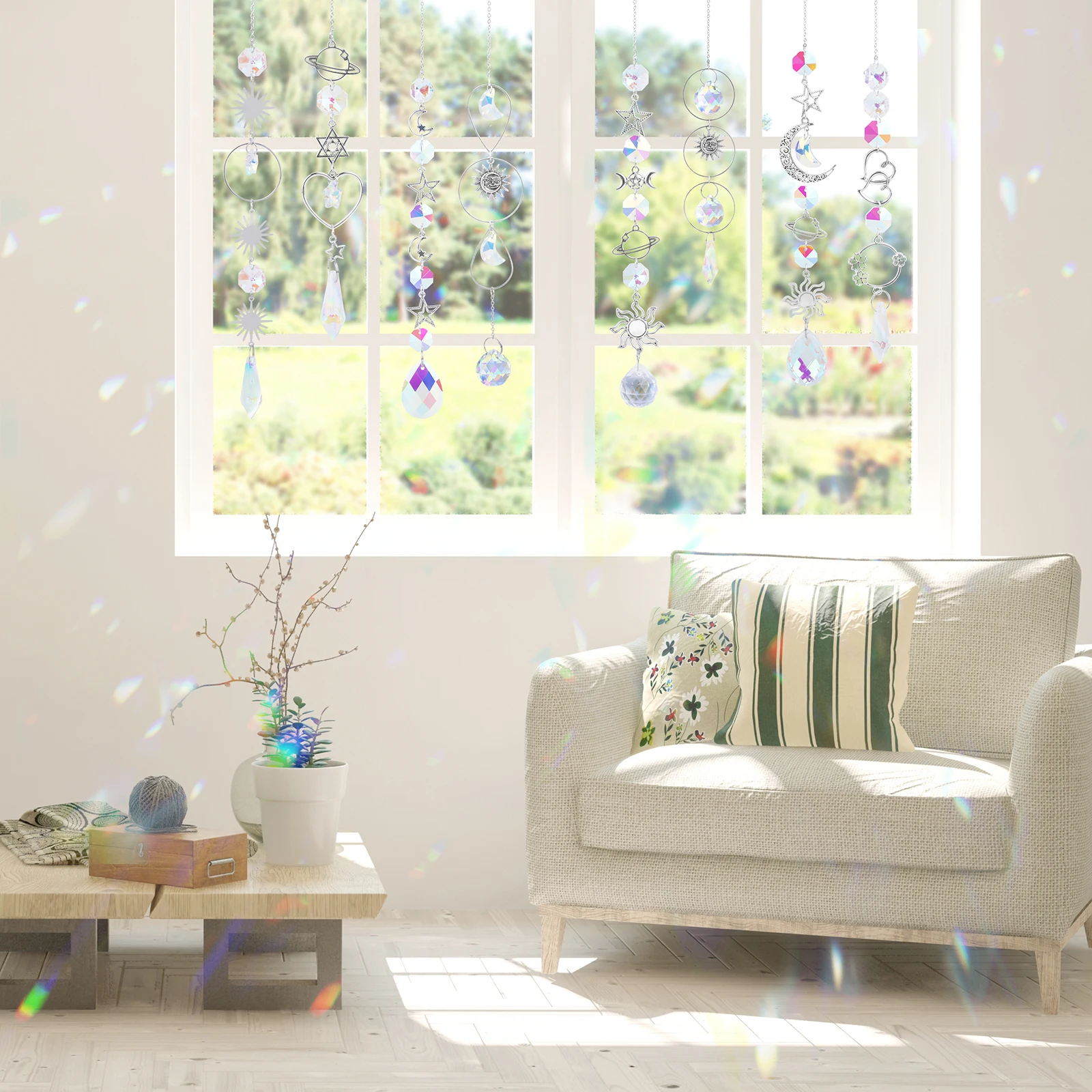 8 упаковок К9 кристалл ручной работы солнцезащитный крем Радужный Натуральный Аметист Кристалл Призма солнцезащитный Ловец