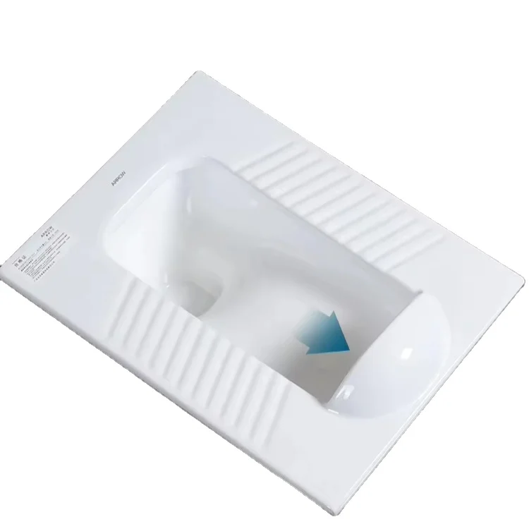 Ceramic Household Toilet Set Squat Flush Water Tank Bent Bedpan Bathroom Use Orissa Pan Type featuring Squatting Pan Cover Hole