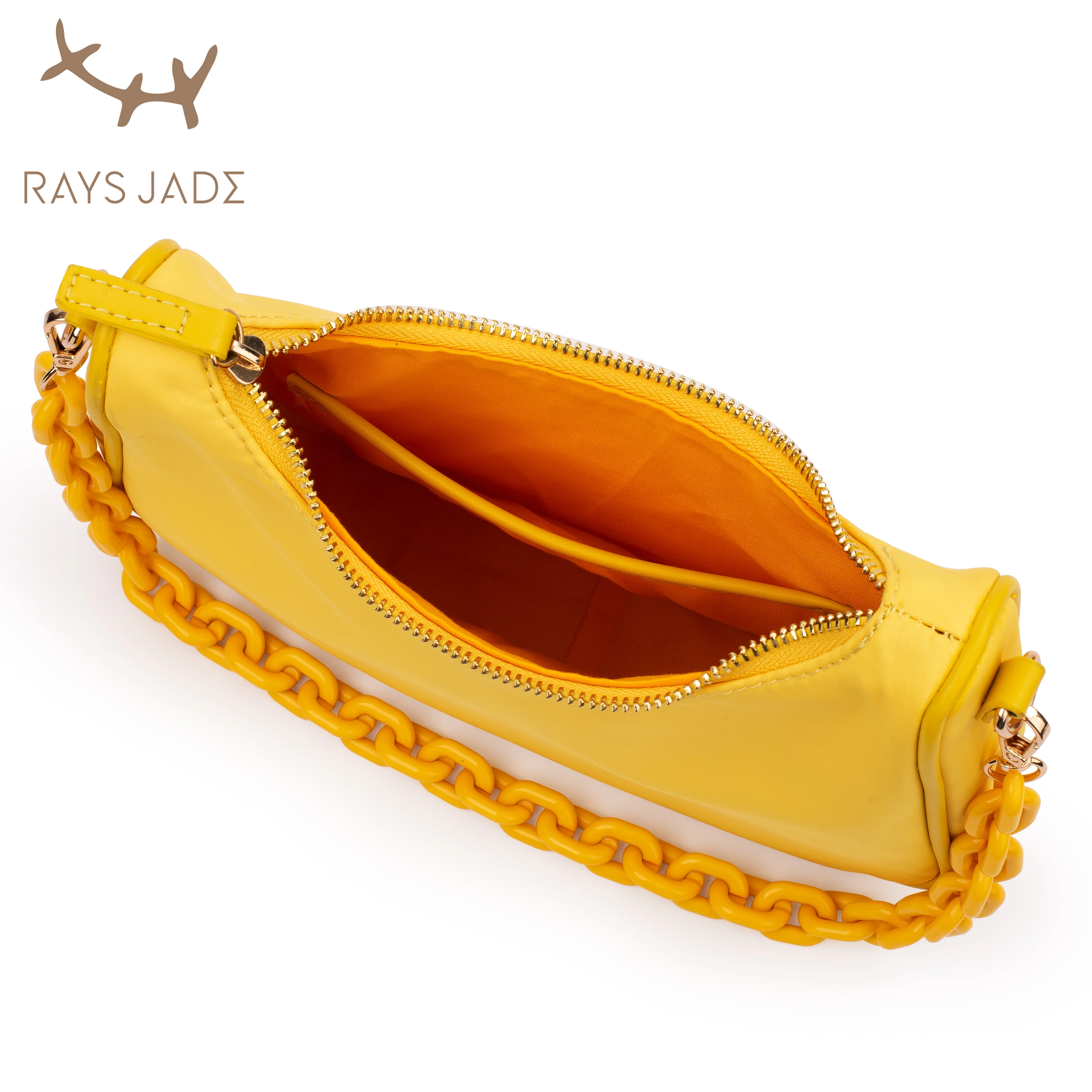 Wholesale custom high quality acrylic chain nylon hobo bag lady sling shoulder bags with Mini change coin purse