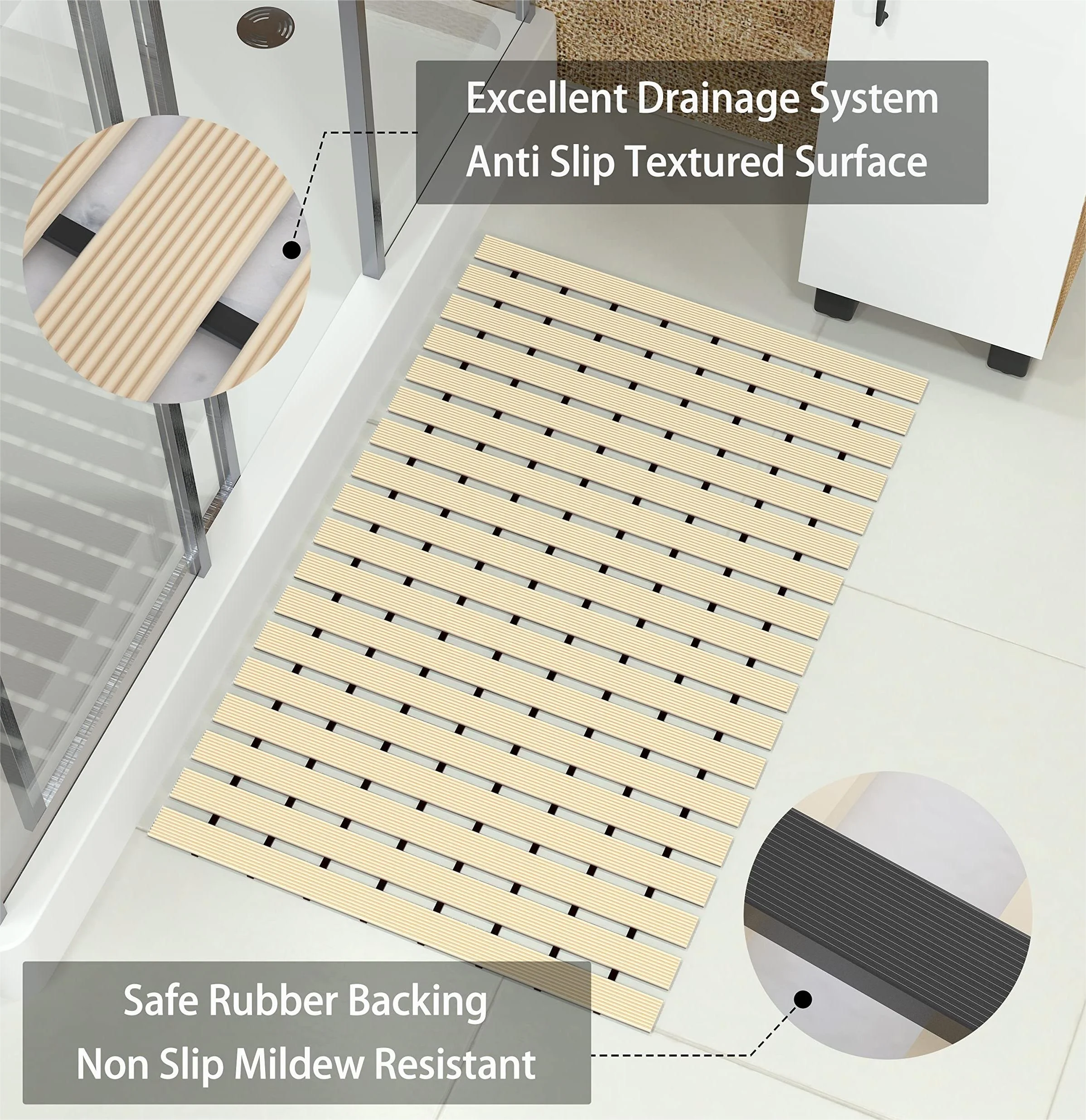 Clean Power 2023 New Fashion Factory Custom PVC Non-slip Bathtub Rugs with Holes Bath Mat