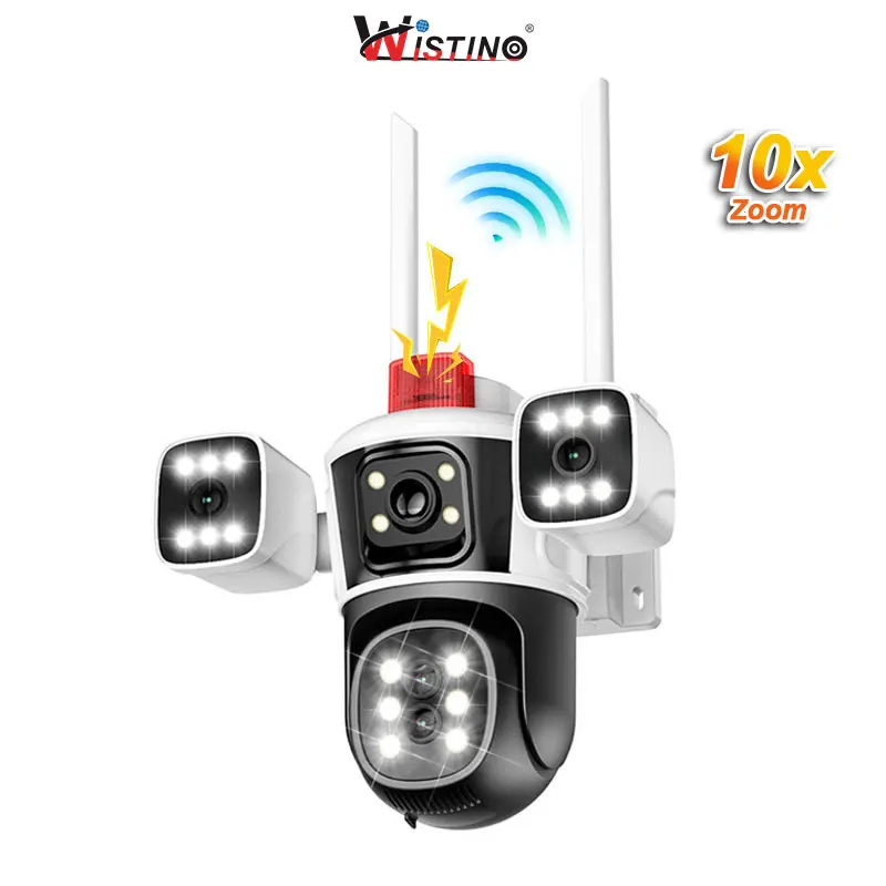 Wistino cc camera wifi 10X zoom 3 lens 6MP outdoor waterproof night vision full color security wifi camera