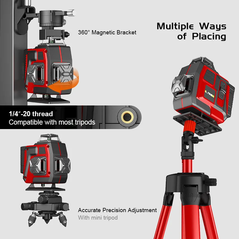 Industrial & DIY Grade High-Precision 12 & 16 Lines Green Light Laser Level 4D3D Laser Level with Factory Outlet