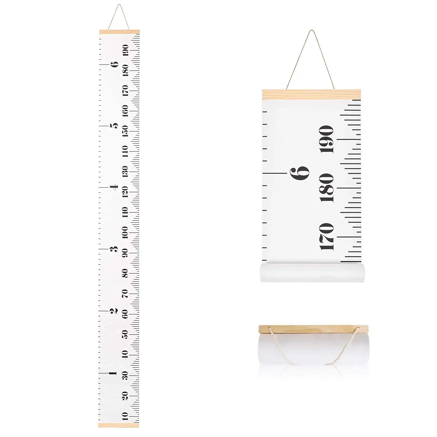 Child growth chart, canvas height chart, detachable wooden wall hanging ruler measuring chart for home decoration