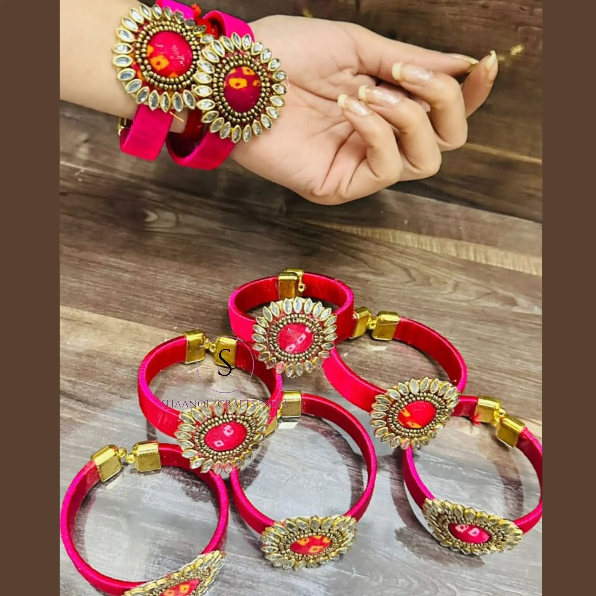 Indian Bracelet Thread Kundan Stone Bracelet For Bridal Haldi and Mehndi Handcrafted Dholki Gana Presents Wedding Return Gifts