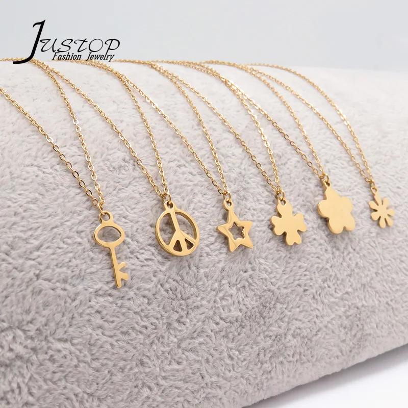  Simple pendant cute jewelry stainless steel gold flower