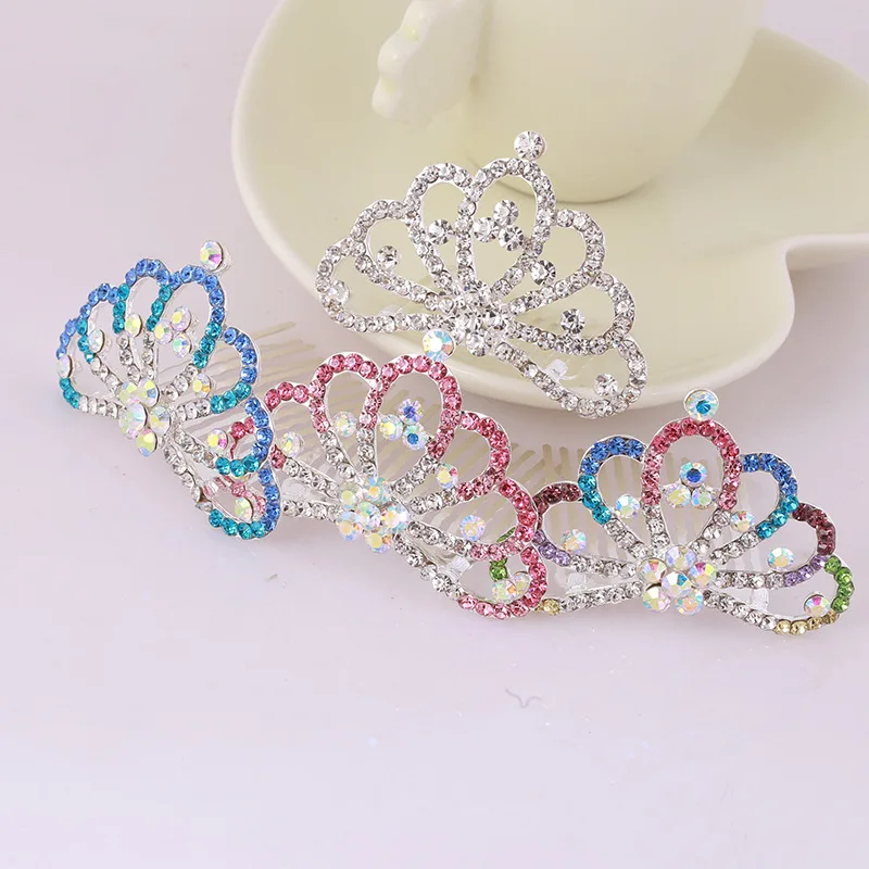 Diamond Girl Small Comb Tiara Headpiece Kids Birthday Party Princess Hair Accessory Fashionable Styling Crown & Headpiece