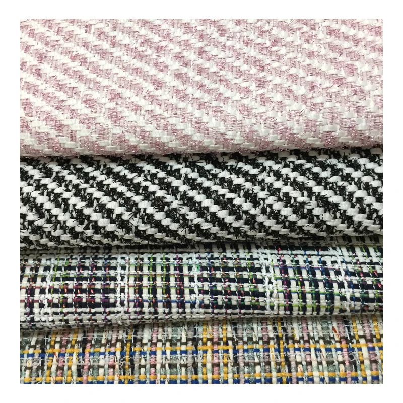 
Custom logo Wholesale Comfortable chenille striped tweed fabric 