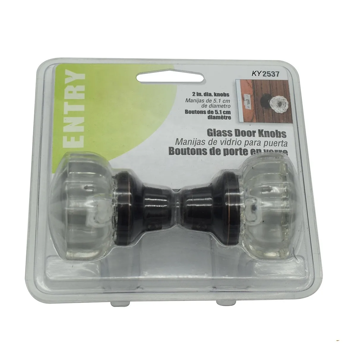 Mortise Style Fluted Round Passage Lock Set Knobs with Spindle for Interior Doors Round Crystal Glass Door Knob