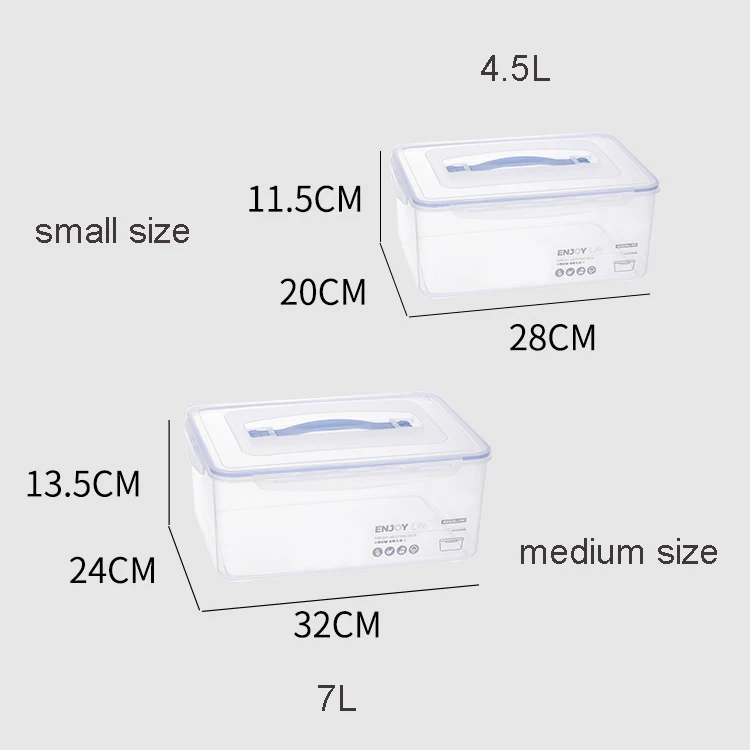 Large capacity airtight stackable 4 pcs transparent seal box set PP plastic food container with handle