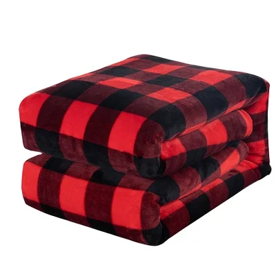 Hot-sale Coral Fleece Blanket Thickened Flannel Buffalo Blanket Plaid Picnic Blanket