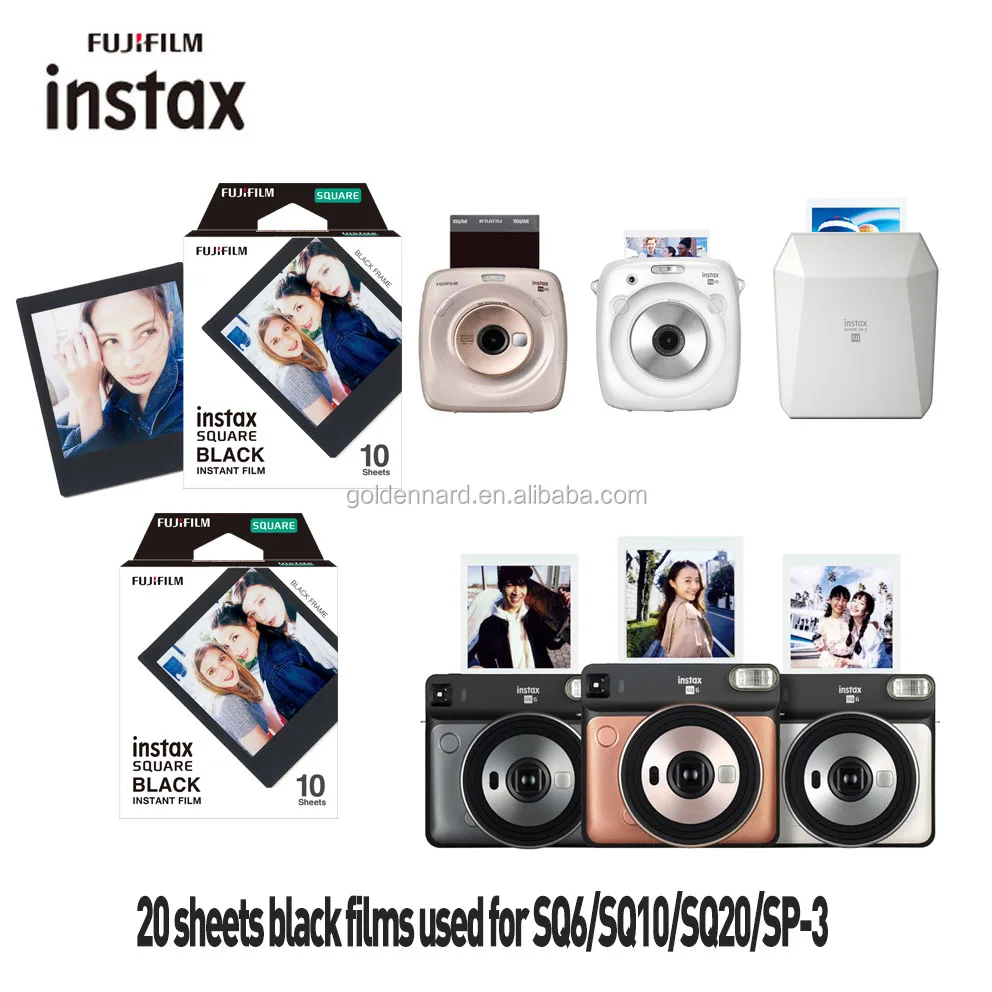  Квадратная черная пленка Fujifilm Instax 2 коробки (10 листов в коробке) совместима с FujiFilm Square SQ6 SQ10 и